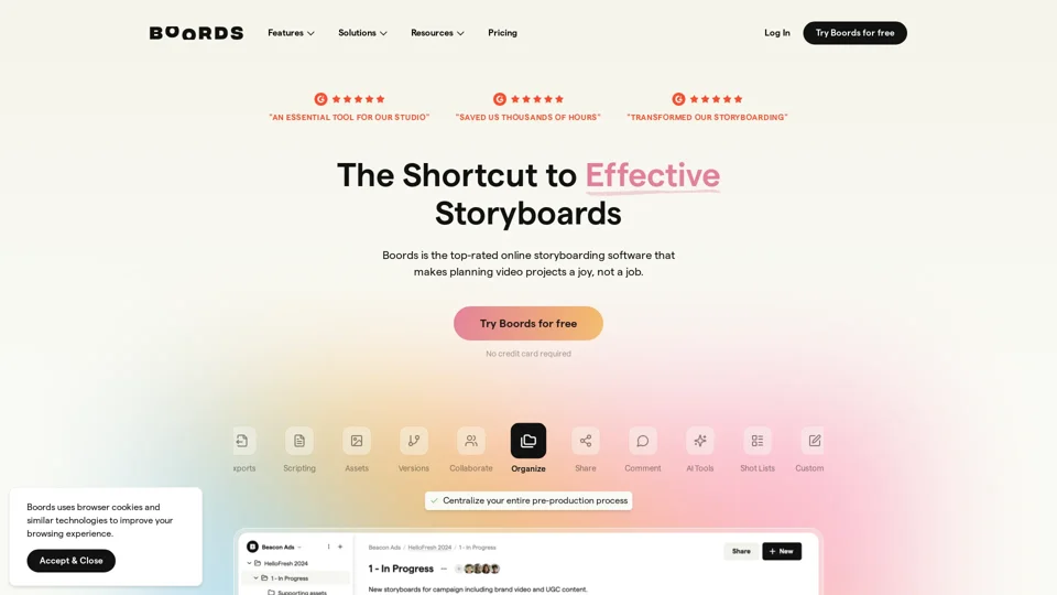 Free Online Storyboard Software | Boords