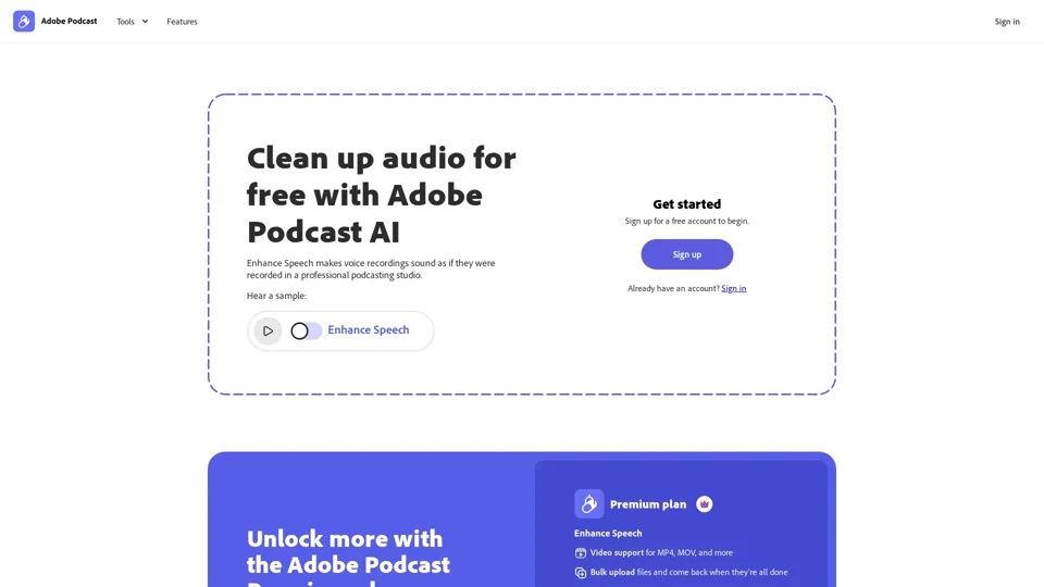 Enhance Speech from Adobe | Free AI filter for cleaning up spoken audio